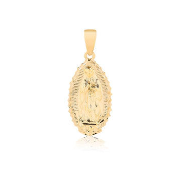 18K Gold Layered Oro Laminado Texturized Our Lady of Guadalupe Medal Pendant 31.0077